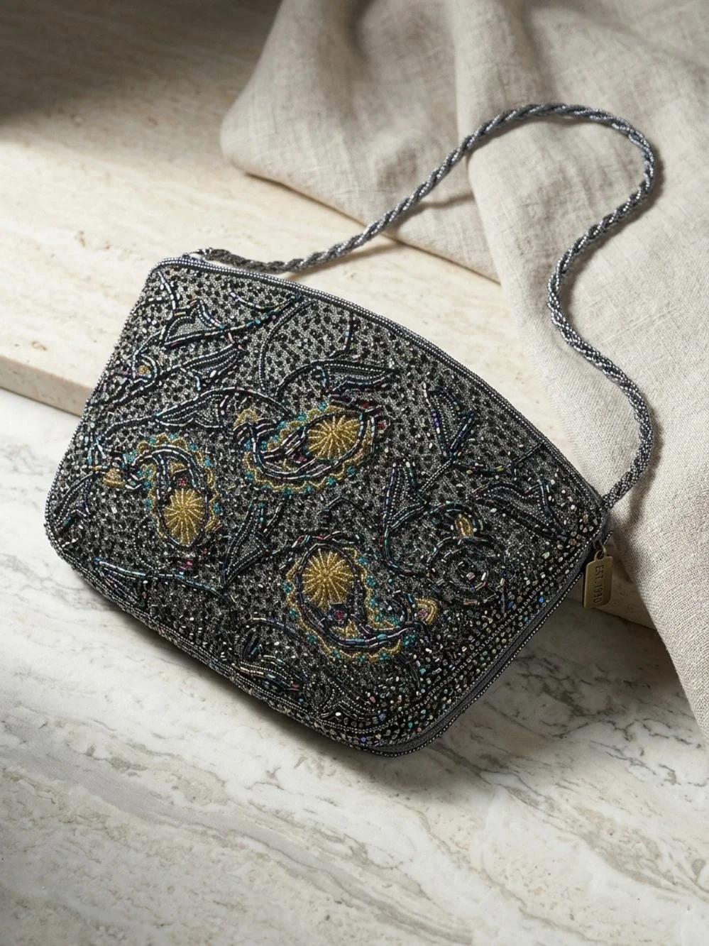 Vintage Beaded Evening Clutch Bag Excellent Condition